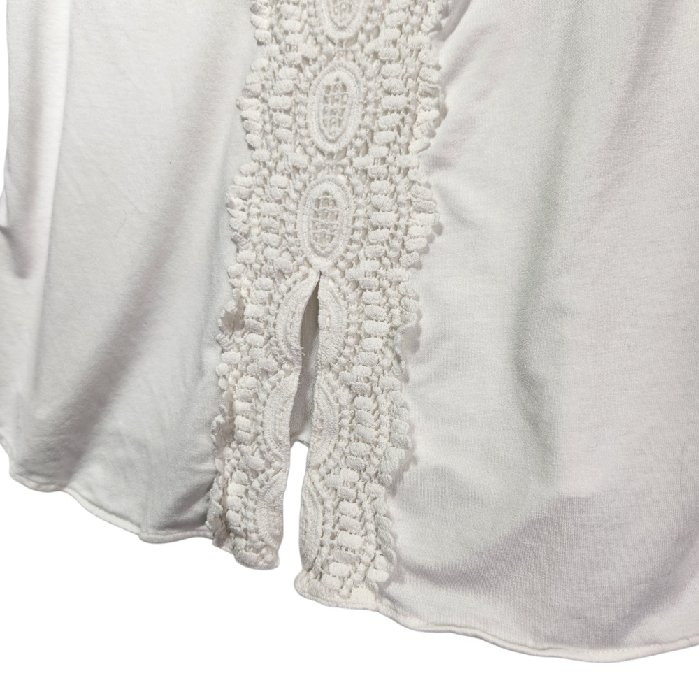 Pale Sky Quin Keyhole Crochet Off White Tank Top Sleeveless Blouse Boho Cottage - Picture 12 of 12
